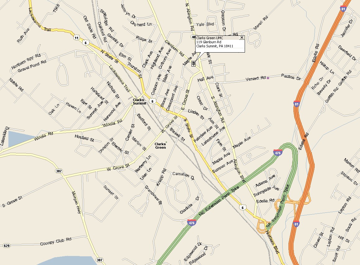 Map To Clarks Green United Methodist Church